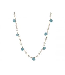 Collar Plata Dorada Liska LAF6473CL-D Perlas Piedras Naturales Azules