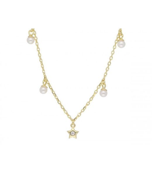 Colar de pérolas estrela banhado a ouro Liska LAF6491CL-D