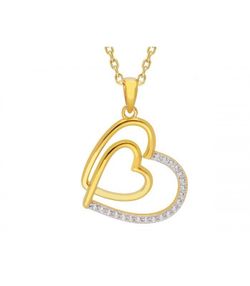 Colgante Plata Dorada Liska Mujer LAD7259CL-D Doble Corazón Circonitas