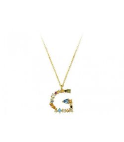 Colgante Plata Dorada Liska Mujer LET01CL-GD Colgante G Circonitas Multicolor
