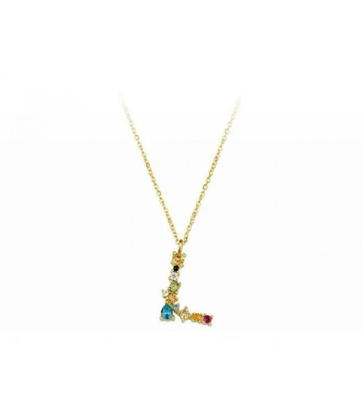 Pendentif Liska en argent plaqué or pour femme LET01CL-LD Pendentif en zircone multicolore