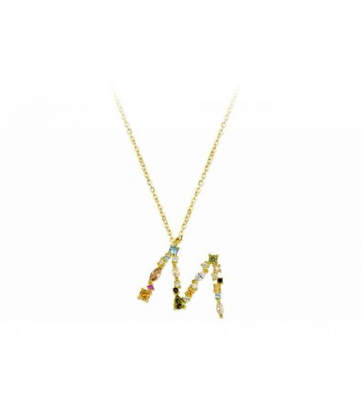 Pendentif Liska en argent plaqué or pour femme LET01CL-MD Pendentif M en zircone multicolore