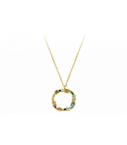 Liska Women's Gold-Plated Silver Pendant LET01CL-OD Multicolor Zirconia Pendant