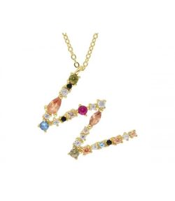 Colgante Plata Dorada Liska Mujer LET01CL-WD Colgante W Circonitas Multicolor