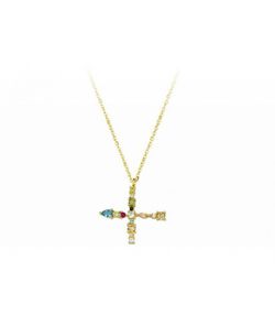 Colgante Plata Dorada Liska Mujer LET01CL-XD Colgante X Circonitas Multicolor