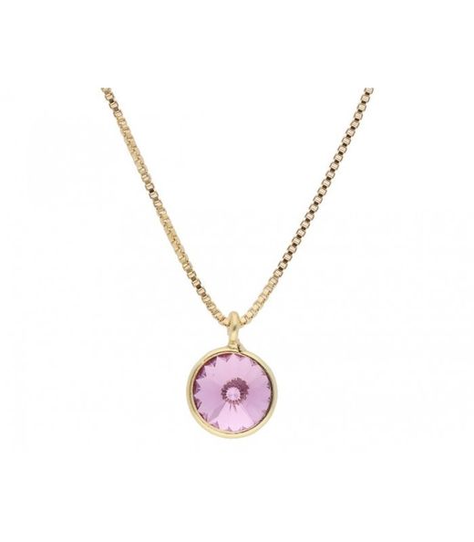 Colar Liska Feminino Banhado a Ouro em Prata LSW2015CL-DL com Zircônia Rosa