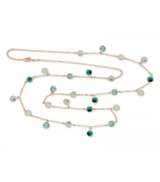 Liska Women's Gold-Plated Silver Necklace LSW4232CL with Green Zirconia