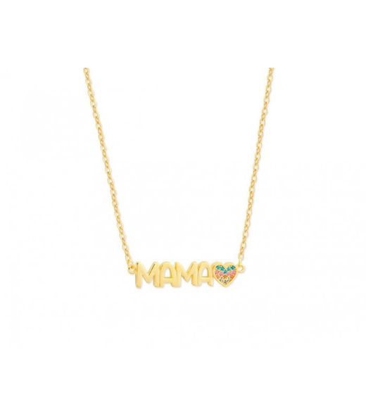 Liska Women's Gold-Plated Silver Pendant MAMA02CL-D Mom Heart Multicolor Zirconia