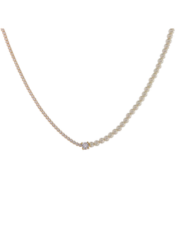 Collar Plata Dorada Mujer PSET112/3C Circonita Perlas