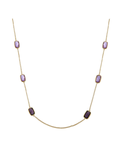 Collar Plata Dorada Mujer PSET173/3C Circonitas Moradas