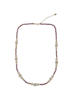 Collar Plata Dorada Mujer PSPG2/3 Perlas Circonitas Rosadas