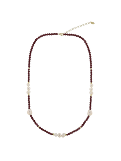 Collar Plata Dorada Mujer PSPG3/3 Perlas Circonitas Rojas