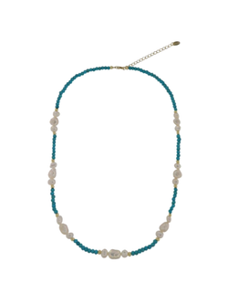 Collar Plata Dorada Mujer PSPT1/3 Perlas Circonitas Azules