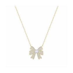 Collar Plata Dorada N22166GP Lazo Con Circonitas