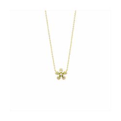 Collar Plata Dorada N23001GD Flor Ambar Con Circonitas