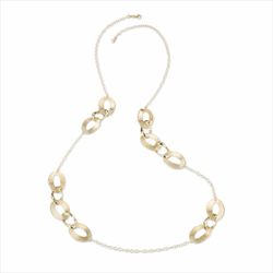 Collar Plata Dorada Sovrani Mujer J11376 Óvalos Calados Martillados Irregular 90+3cm