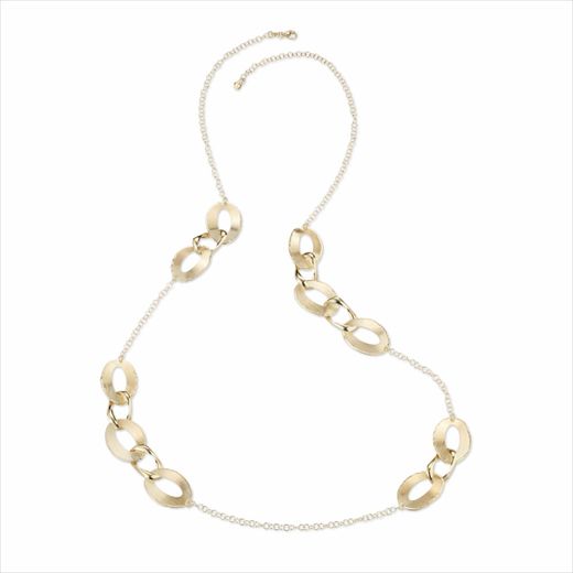 Collar Plata Dorada Sovrani Mujer J11376 Óvalos Calados Martillados Irregular 90+3cm