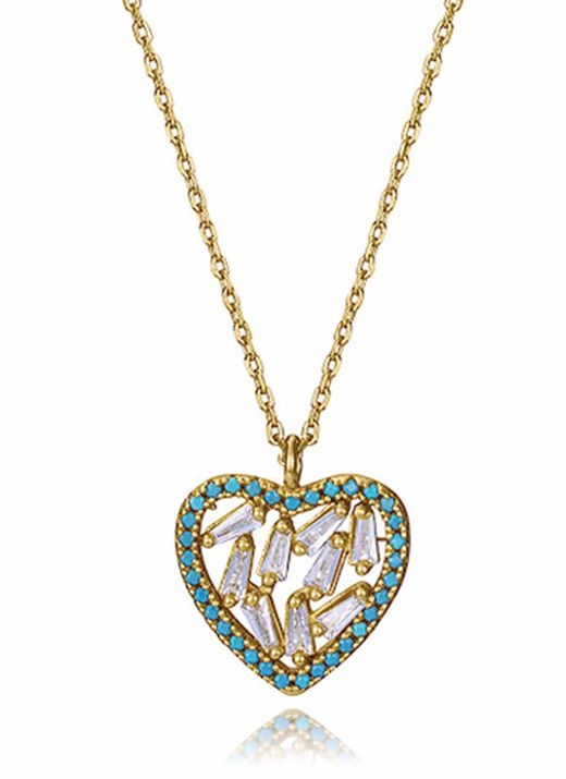 Viceroy Gold-Plated Silver Necklace 13235C100-33 Heart with Bicolor Turquoise Zirconia