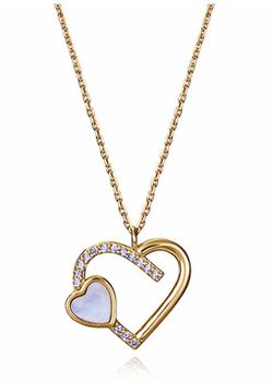 Collar Plata Dorada Viceroy 13236C100-90 Corazón Con Circonitas Madreperla