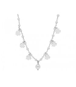 Collar Plata Liska LAF6305CL Tréboles Perlas