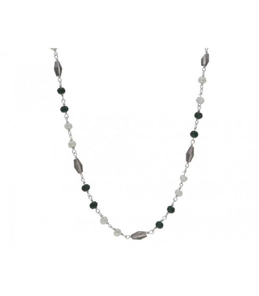 Collar Plata Liska LAF6335CL Pedres Naturals Negres Bicolor Gris