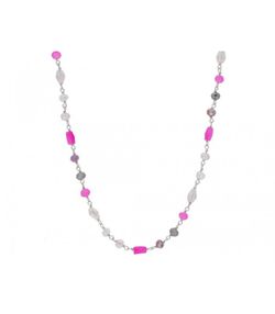 Collar Plata Liska LAF6337CL Piedras Naturales Fucsia Bicolor Gris