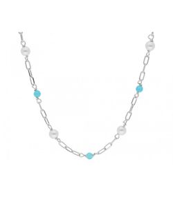 Collar Plata Liska LAF6397CL-A Piedras Naturales Perlas