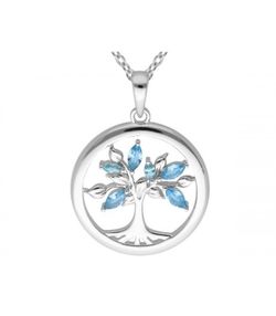 Liska Damen-Silberanhänger LAD7302CL Baum mit blauen Zirkonia