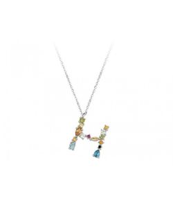 Colgante Plata Liska Mujer LET01CL-H Colgante H Circonitas Multicolor