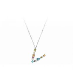 Colgante Plata Liska Mujer LET01CL-V Colgante V Circonitas Multicolor