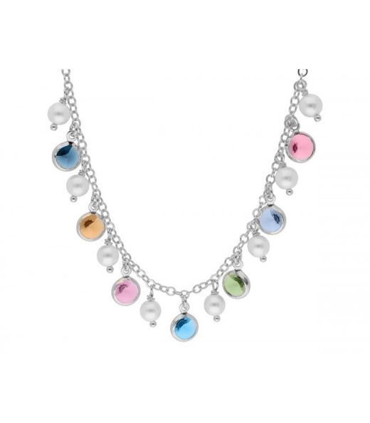 Collar Plata Liska Dona LSW4395CL Perles Circonites Multicolor