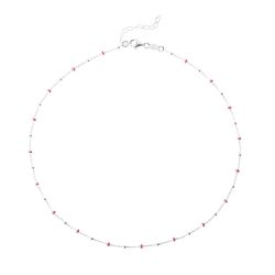 Collar Plata Mujer COM0071PLCL Piedras Minerales Coral