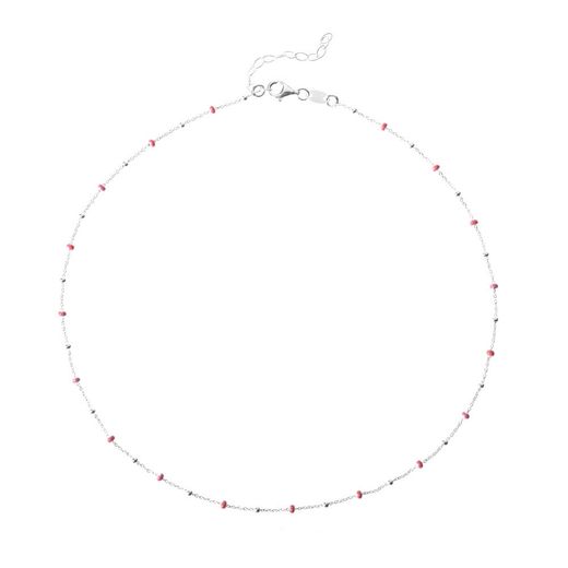 Collar Plata Mujer COM0071PLCL Piedras Minerales Coral