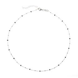 Collar Plata Mujer COM0071PLOX Piedras Minerales Onix Negro