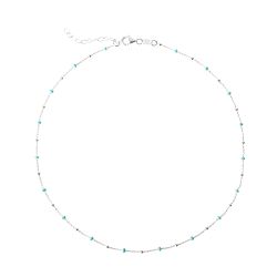 Collar Plata Mujer COM0071PLTU Piedras Minerales Turquesa