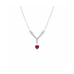 Collar Plata N19914GT Piedra Corazón Rojo Con Circonitas