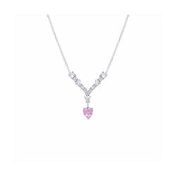 Collar Plata N19914PK Piedra Corazón Lila Con Circonitas