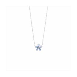Collar Plata N23001AQ Flor Celeste Con Circonitas