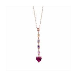 Collar Plata Rose N21652MP Piedra Corazón Morada Con Circonitas Multicolor
