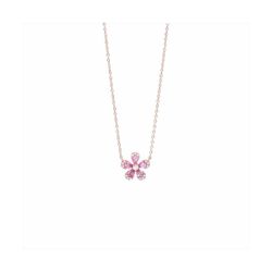Collar Plata Rose N23001PL Flor Rosada Con Circonitas