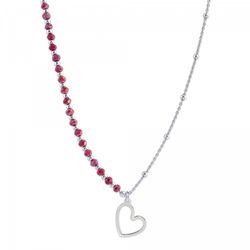 Collar Plata Sovrani 40+5cm AVP122 Corazón Con Circonitas Rojas