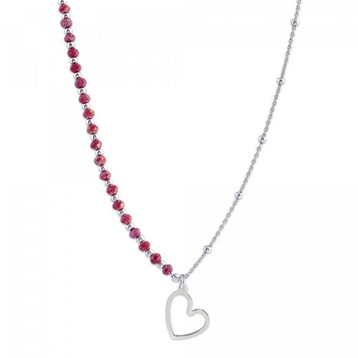 Sovrani Silver Necklace 40+5cm AVP122 Heart with Red Zirconia