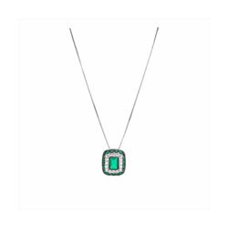 Collar Plata Sovrani 40+5cm J10297 Circonitas Esmeralda Rectangular