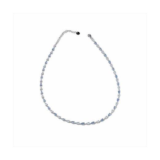 Collier Sovrani en argent 40+5 cm J8381, zircone aigue-marine bicolore