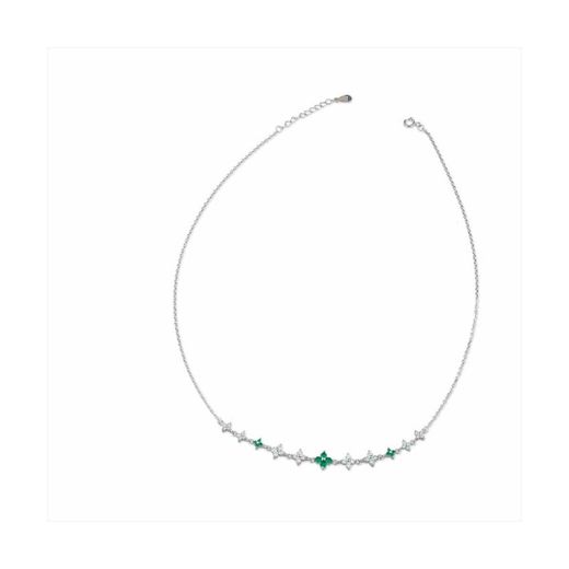 Collar Plata Sovrani 40+5cm J8398 Circonitas Flores Esmeraldas