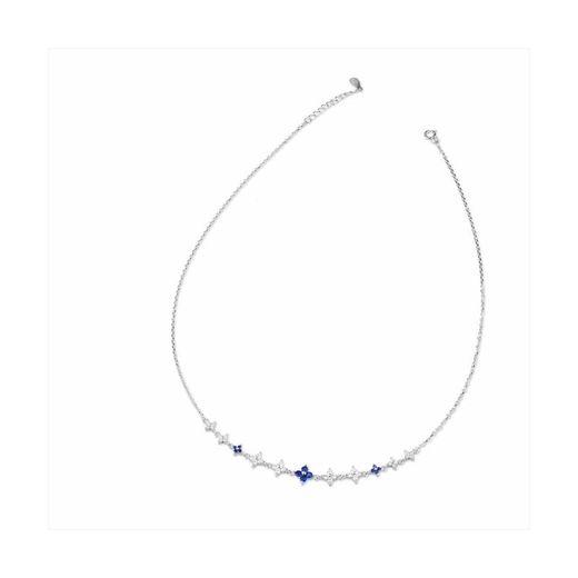 Collar Plata Sovrani 40+5cm J8399 Circonites Flors Safirs