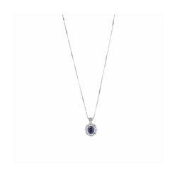 Collier Sovrani en argent 40+5 cm J9409 ovale avec saphirs zircone