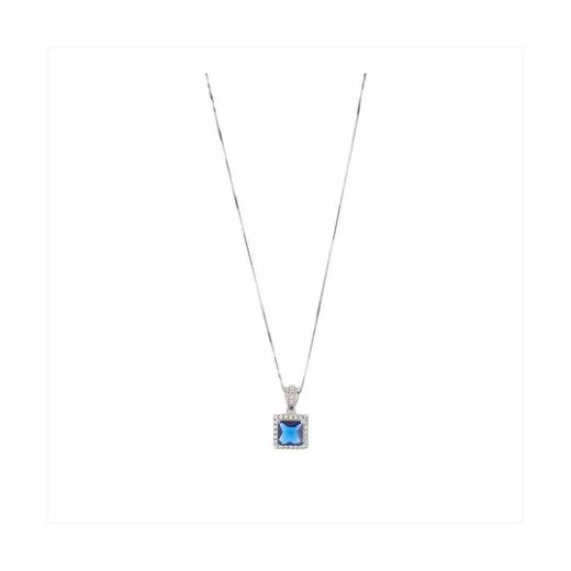 Collier Sovrani en argent 40+5 cm J9514 carré saphir zircone