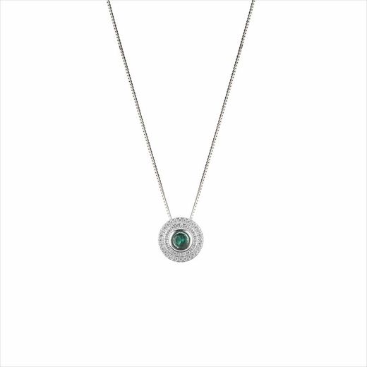Collar Plata Sovrani 40+5cm J9873 Circonites Cristall Verd Rodó