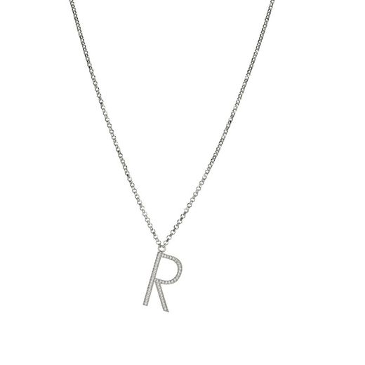 Sovrani Silver Necklace 42+3cm J050R Letter R With Zircons